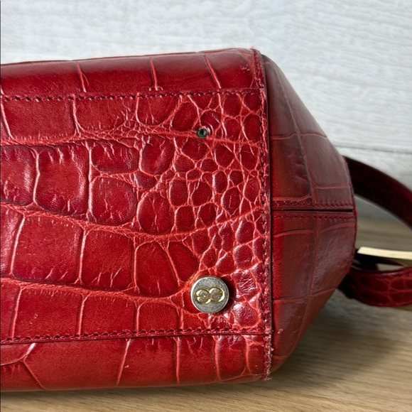 Escada Red Crocodile Embossed Leather Bag - Picture 8 of 15